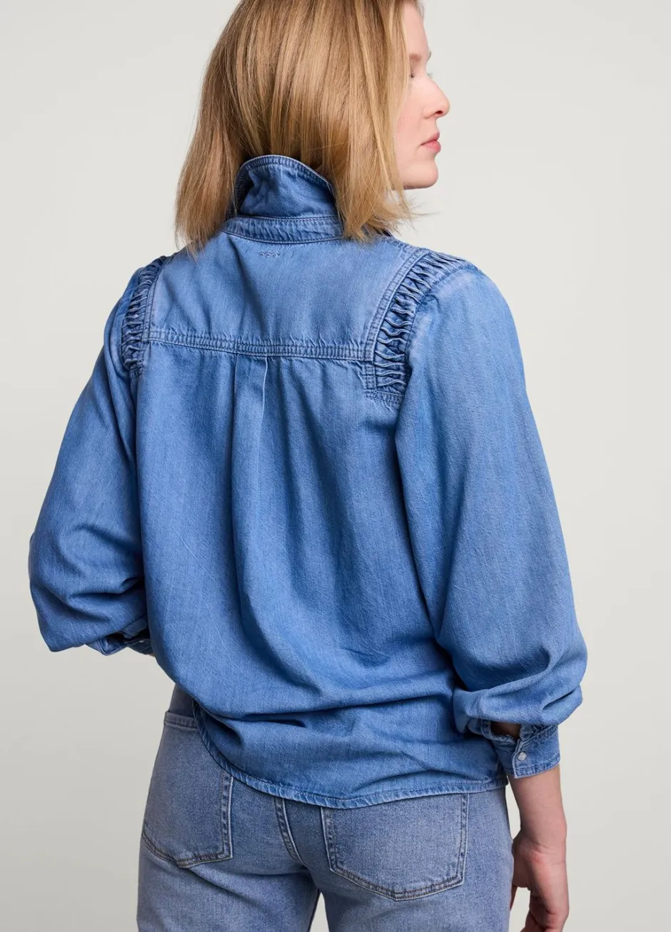 Vrouwen Summum Woman Denim Blouse Met Knoopjes