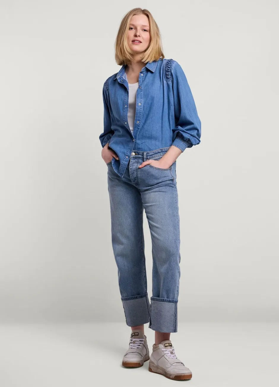 Vrouwen Summum Woman Denim Blouse Met Knoopjes