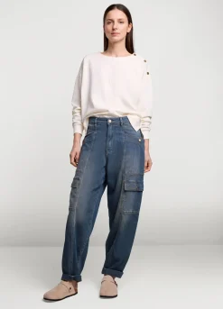 Vrouwen Summum Woman Gestreepte Cargo Jeans