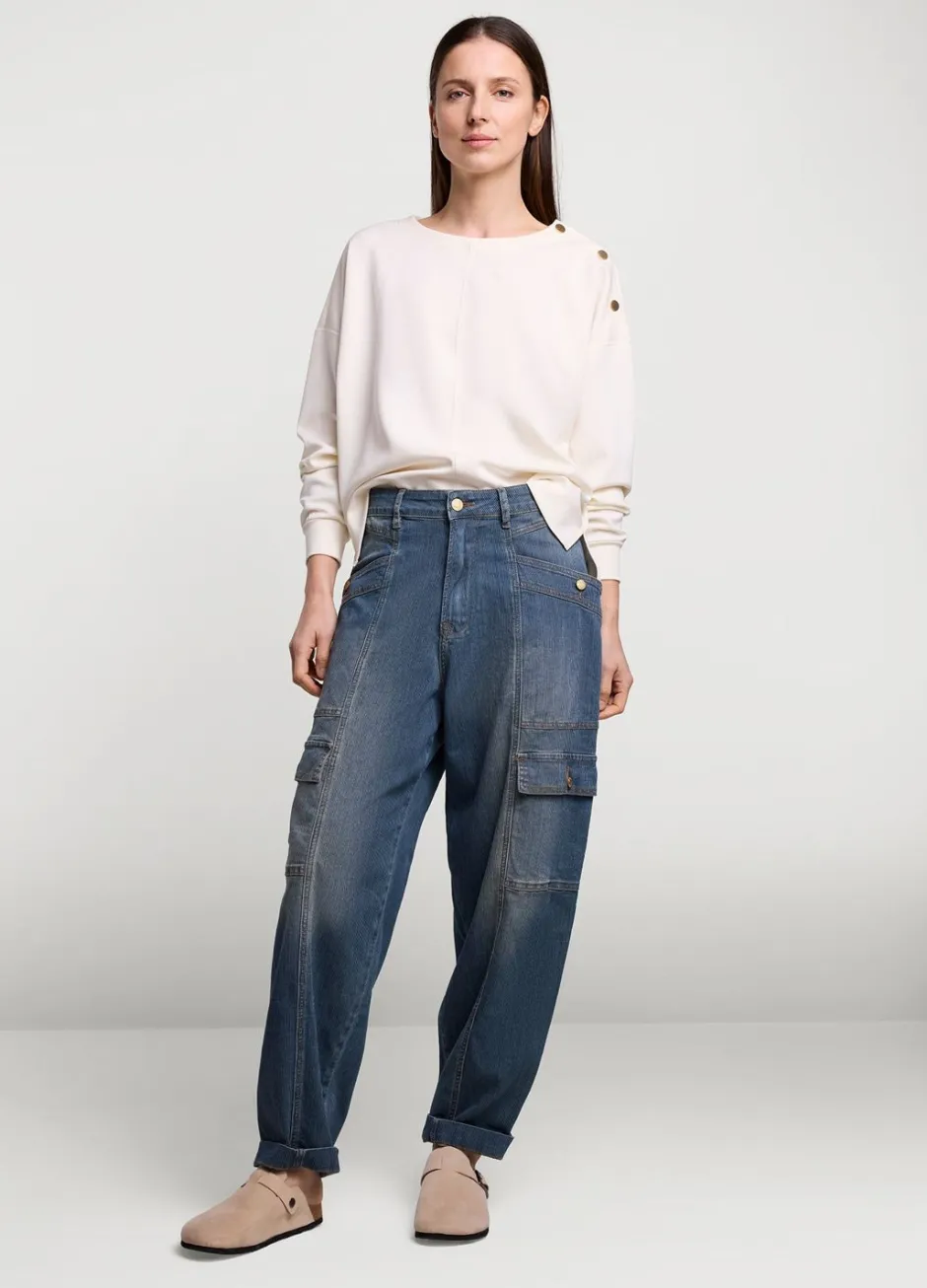 Vrouwen Summum Woman Gestreepte Cargo Jeans