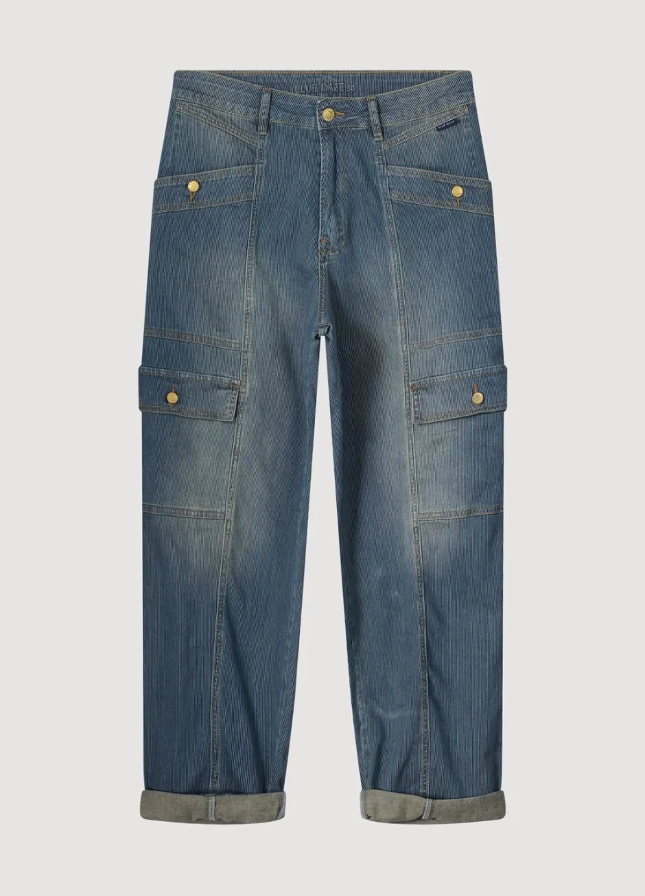 Vrouwen Summum Woman Gestreepte Cargo Jeans