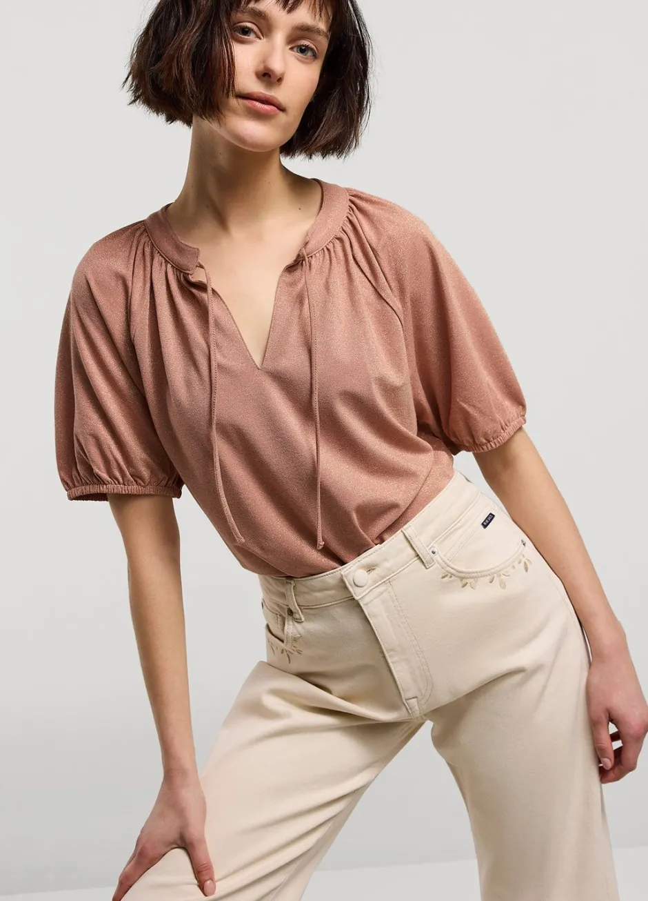 Vrouwen Summum Woman Glimmende Lurex Top