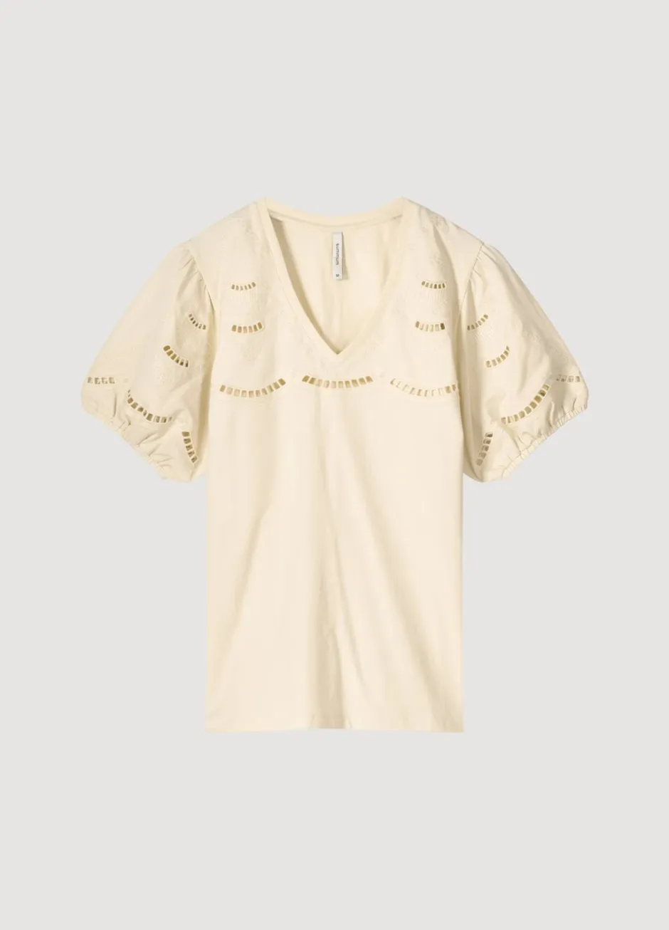 Vrouwen Summum Woman Jersey Top Met Broderie Anglaise