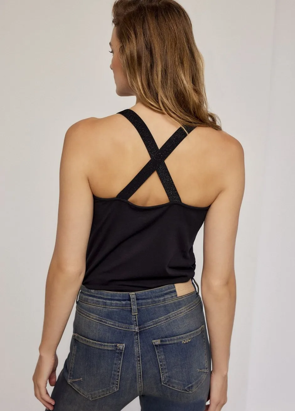 Vrouwen Summum Woman Luxury Basic Singlettop Met Gekruiste Schouderbanden
