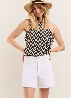 Vrouwen Summum Woman Off White Denim Short