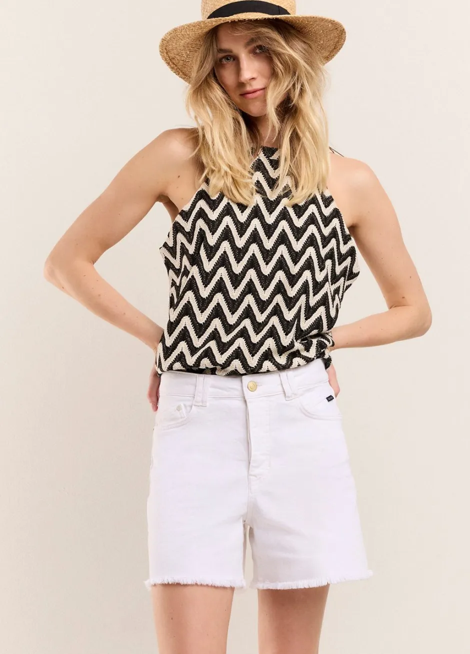 Vrouwen Summum Woman Off White Denim Short