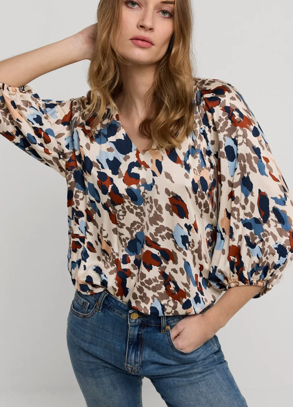 Vrouwen Summum Woman Top V-Hals Camouflage Print
