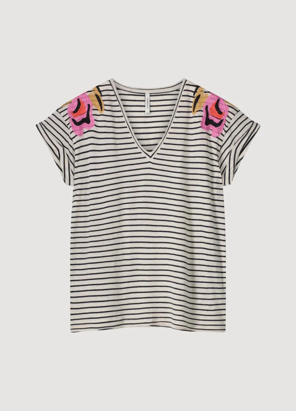 Vrouwen Summum Woman T-Shirt Met Bloemenborduursel
