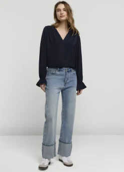 Vrouwen Summum Woman V-Hals Drapey Satin Top