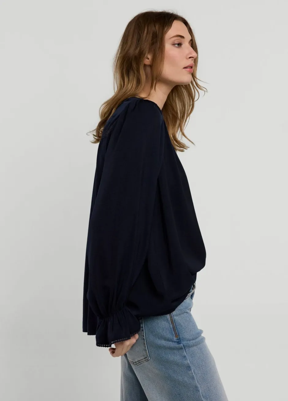 Vrouwen Summum Woman V-Hals Drapey Satin Top