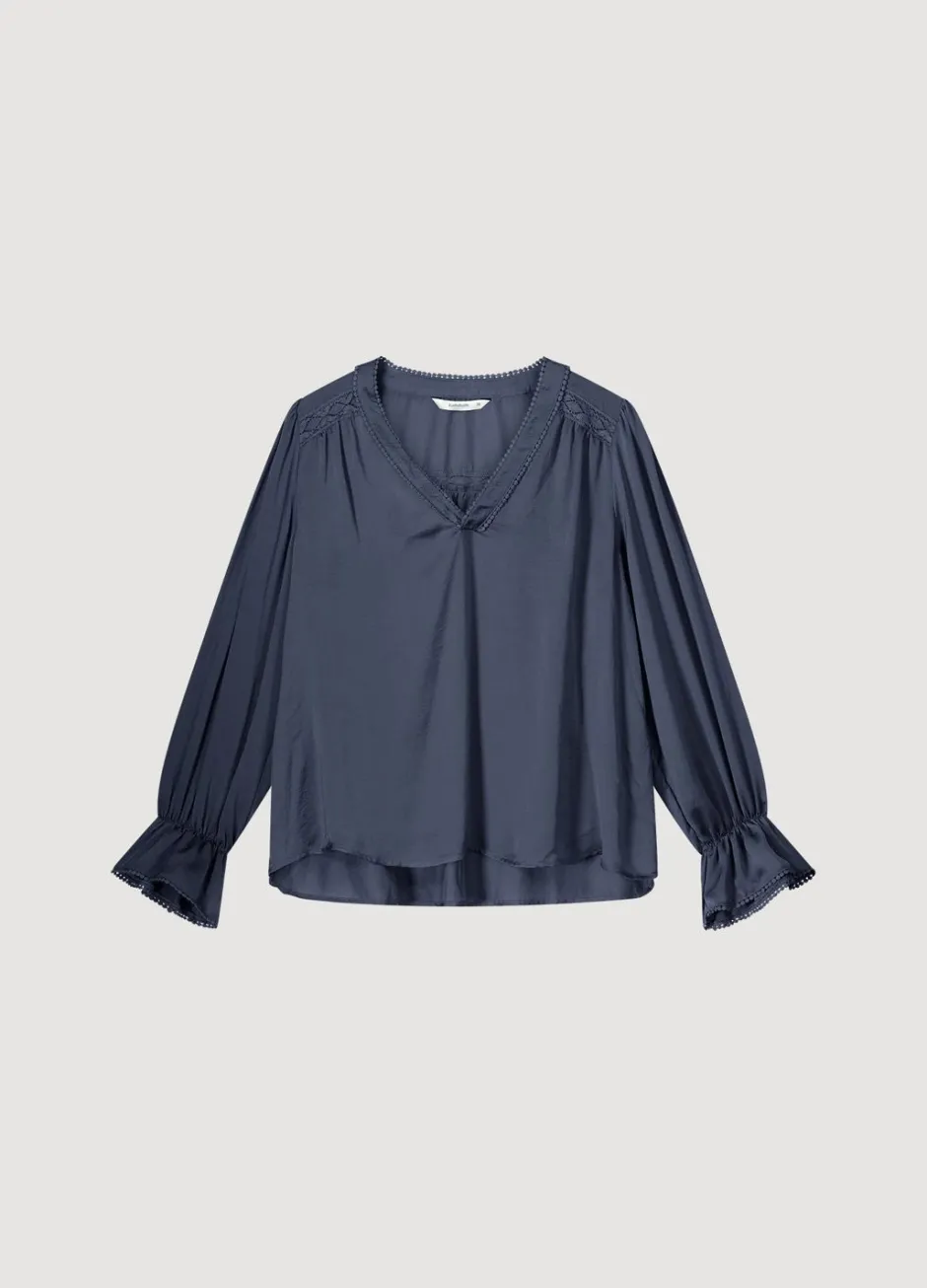 Vrouwen Summum Woman V-Hals Drapey Satin Top