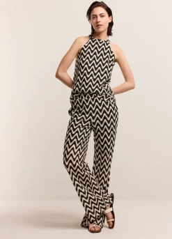 Vrouwen Summum Woman Zigzag Broek Met Wijde Pijp